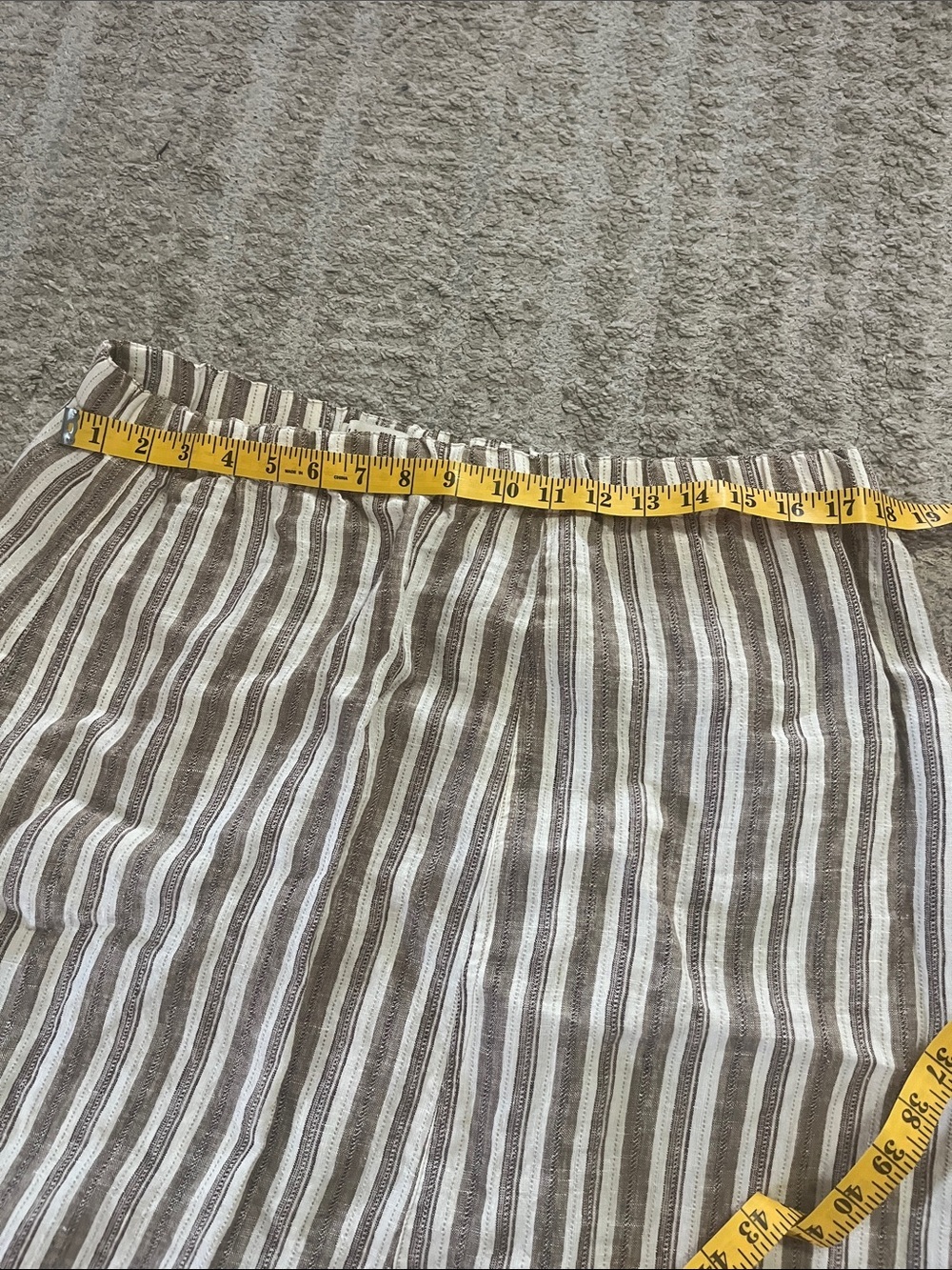 Coldwater Creek Striped Pull On Linen A-line Midi Skirt Taupe & White Medium 14 - Picture 5 of 6